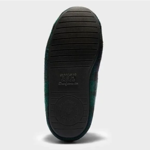 NEW! Dluxe by Dearfoams Braydon
Moccasin Kids Slippers, Green Plaid - Picture 5 of 7